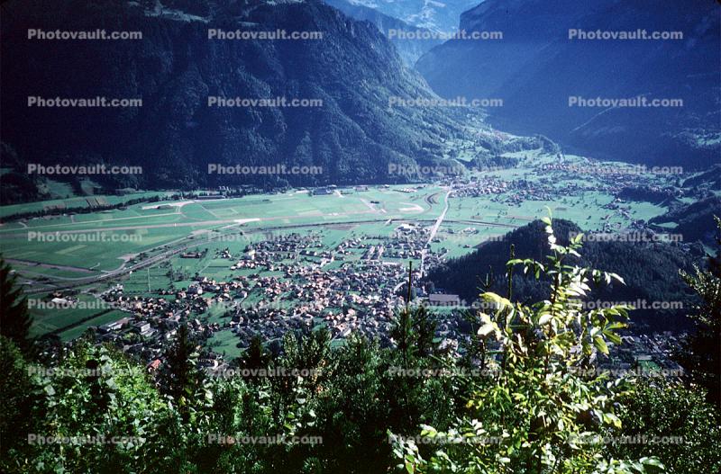 Valley, Village, Switzerland, 1950s