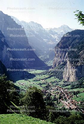 Forest, Homes, houses, valley, village, Switzerland