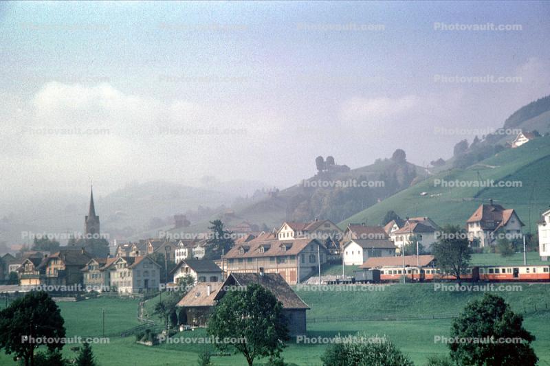 Village, buildings, houses, homes, church, Switzerland