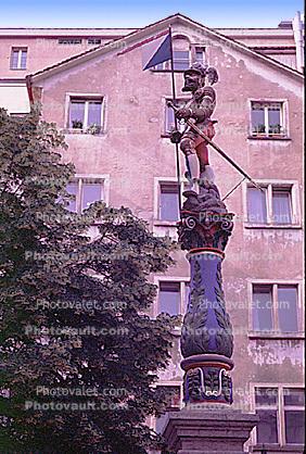 Column, statue, soldier, Zurich, Switzerland