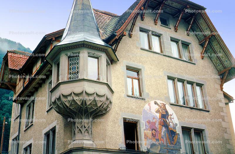 Wall Painting, Unique Building, Home, Altdorf, Switzerland