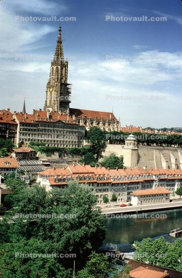 River, Cathedral, Buildings, Bern, Switzerland