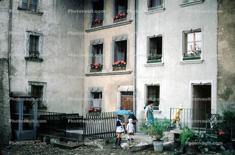 Home, child running, Building, Gruyere, Switzerland