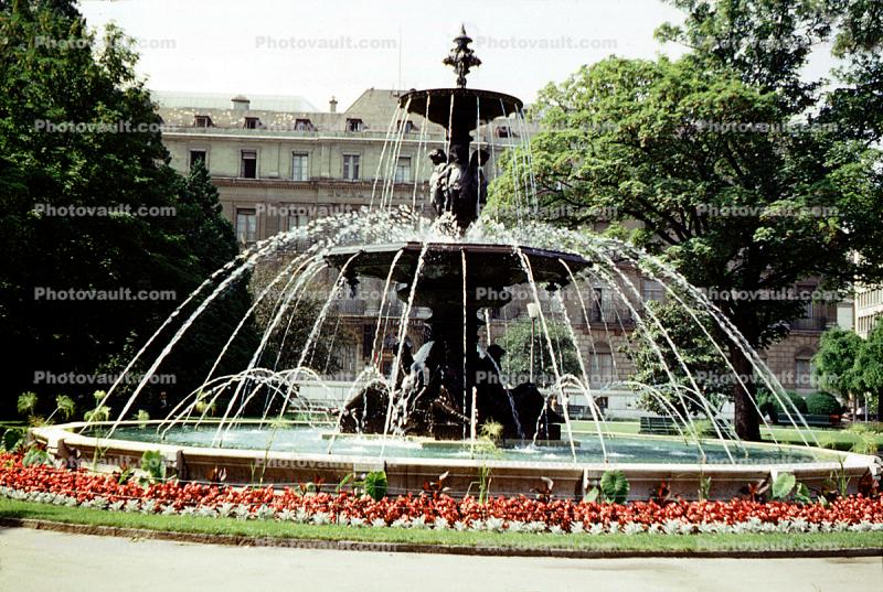 Water Fountain, aquatics, Gardens, Geneva, Switzerland