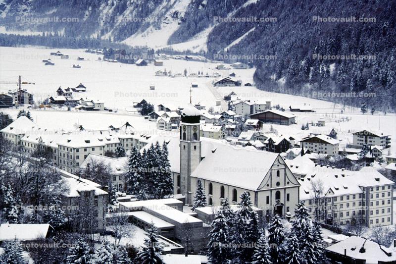 Church, Valley, Buildings, Switzerland