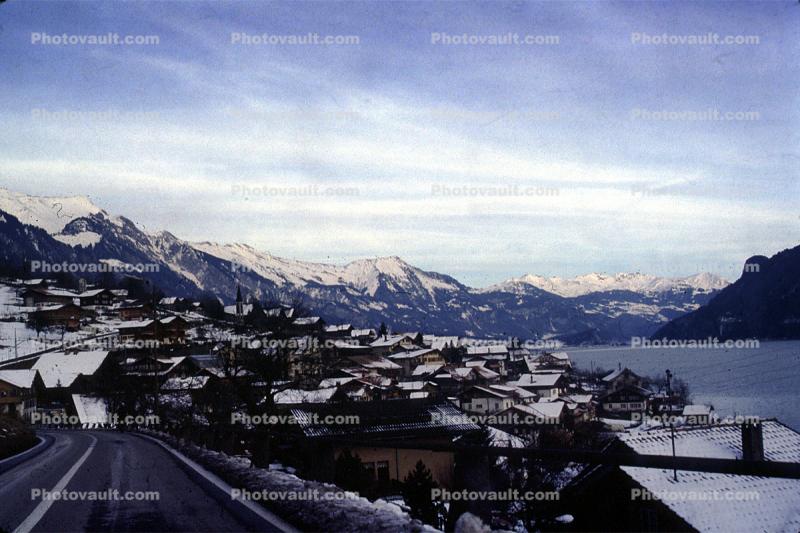 Lake, Village, Homes, houses, Switzerland