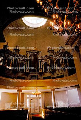 Organ, cathedral, dome, building, inside, interior, 1950s