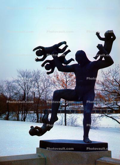 Man under attack from genii spirits, Statues, Vigeland Sculpture Park, Frogner Park, Oslo