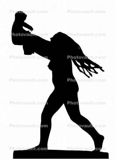Statue of Mother and Child silhouette, shape, mask