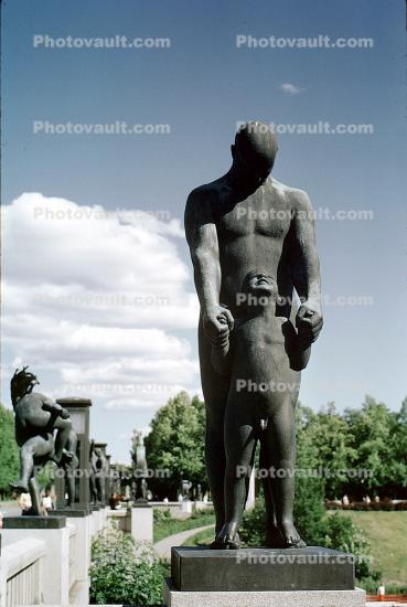 Father with Son, Boy, Male, Man, Statue, Vigeland Sculpture Park, Frogner Park, Oslo
