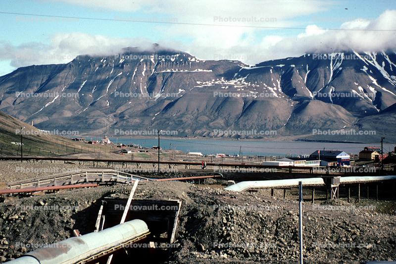 snowy mountains, Pipeline, Longyearbyen, Svalbard, Culvert