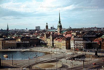 Slussen, Old town, City Center, Roads, Cars, Skyline, cityscape, Baltic Sea