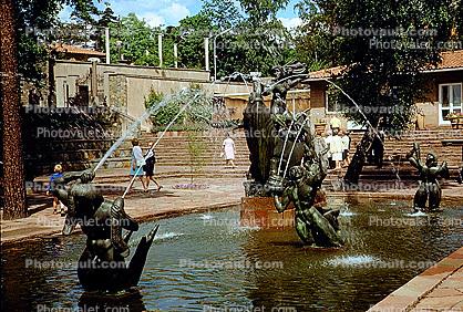 Bronze Sculpture, Water Fountain, pond, Milles Garden 