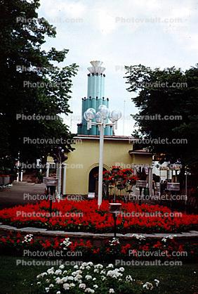 Flower Garden, Lamp, tower