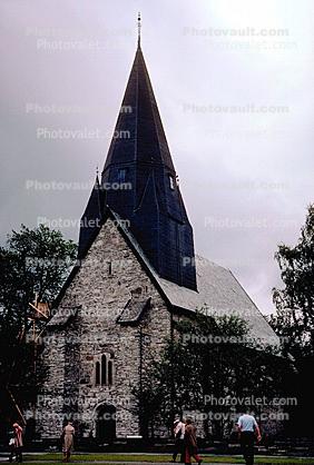 Voss Church, Voss kirke-kyrkje, Vangskyrkja, 13th-c stone building, steeple, Norway