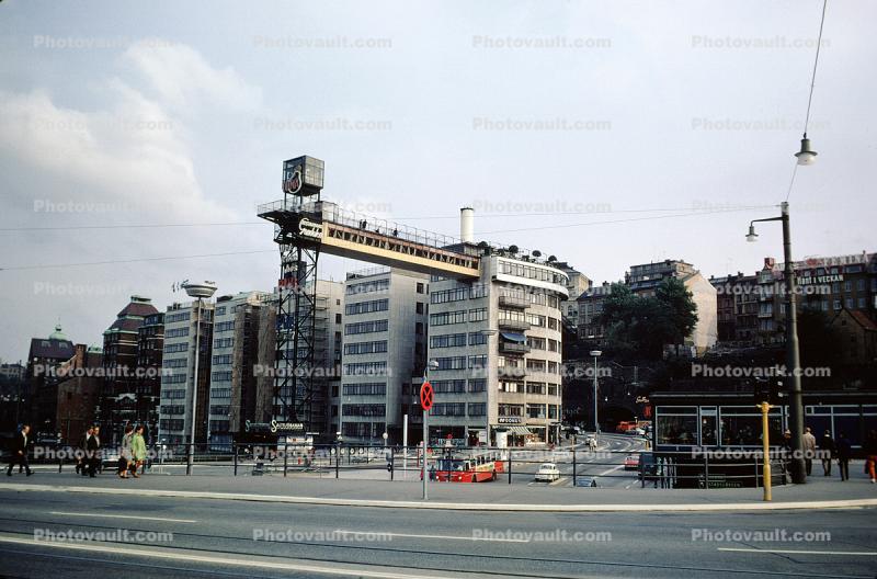 Luma, Restaurang Gondolen, Skywalk, Lift, Elevator, landmark,  Stockholm, August 1968, 1960s