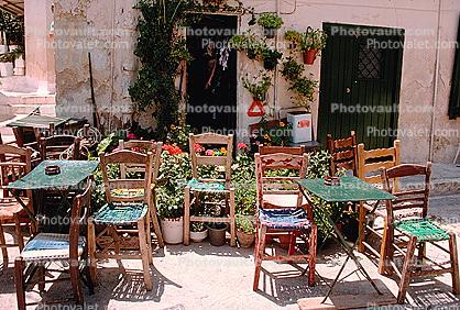 Outdoor Cafe, chairs, tables, Furniture, Kithnos