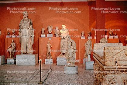 Statues, Woman, Man, Robes, Knossos, Crete