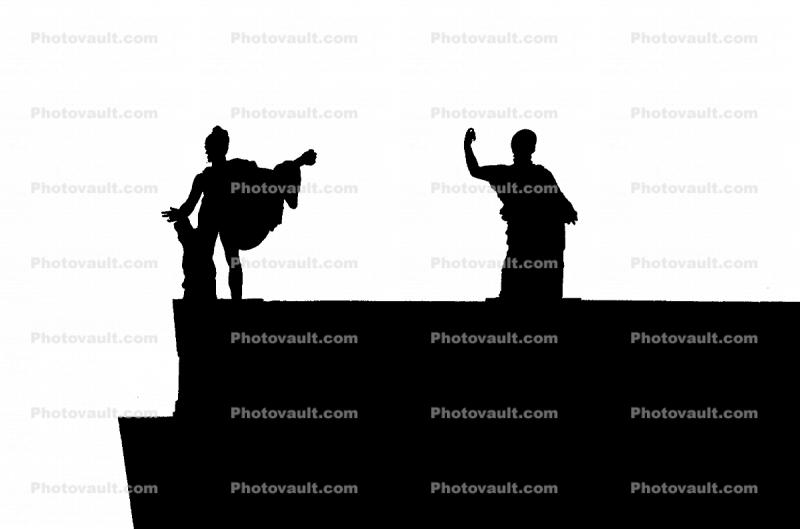 Statues, The Academy of Athens silhouette, logo, shape