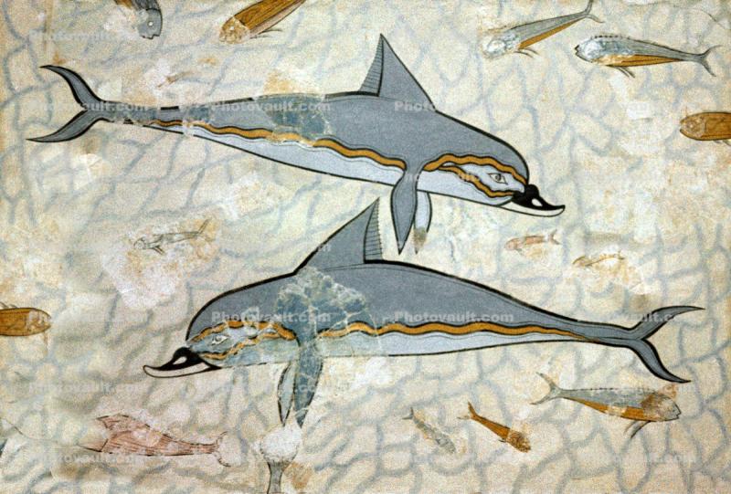 Dolphin Tile Mosaic, Knossos, Crete