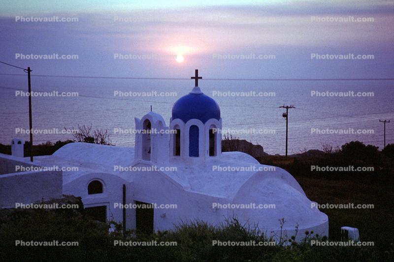 Orthodox Church, Cross, Sunset, Santorini