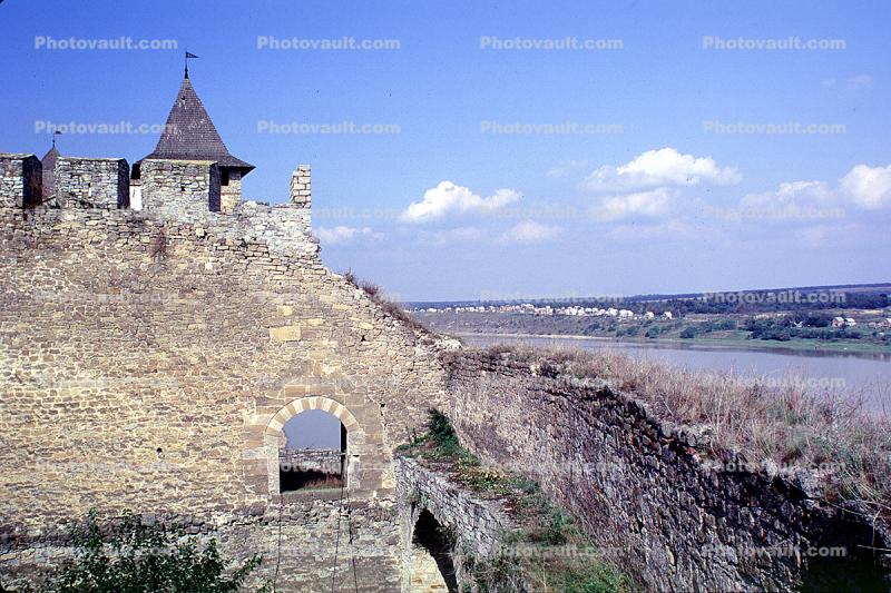 Dniester River and Khotyn Fortress, Castle, fortification complex, Chernivtsi Oblast, western Ukraine, 11 September 1992