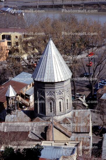 Kura River, buildings, homes, houses, Tbilisi, Metekhi Church