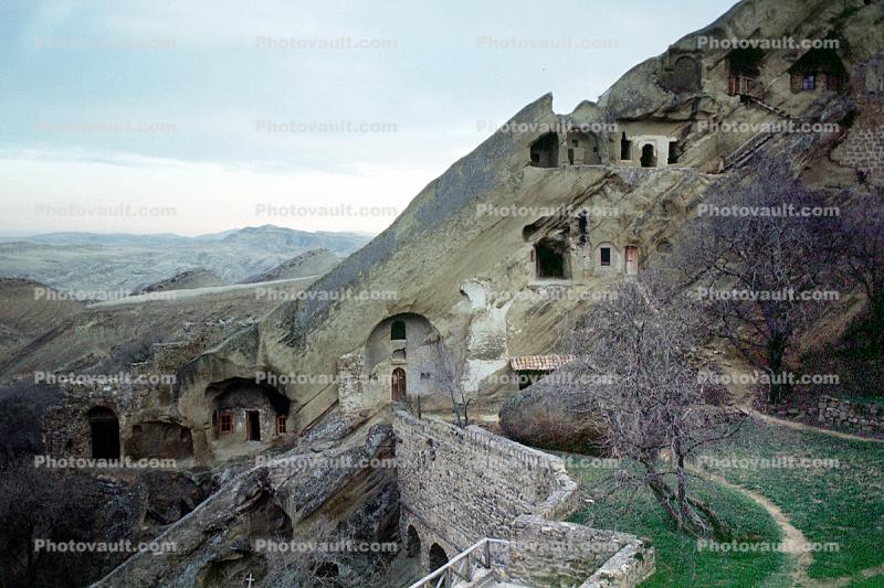 Rock Dwellings, Cliff Dwellings, Cliff-hanging Architecture, Georgian Orthodox monastery complex, Ruins, Davit Gareji