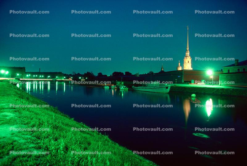Neva River, Saints Peter and Paul Cathedral, Saint Petersburg, Twilight, Dusk, Dawn