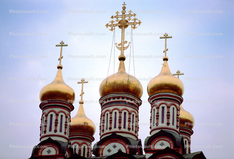 Golden Cross at a Russian Orthodox Church, building