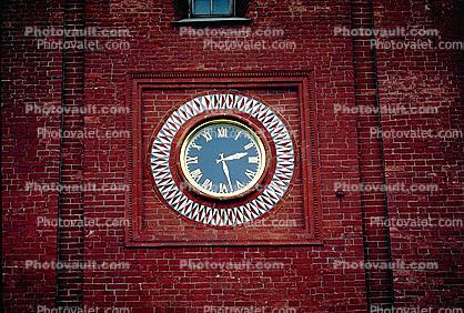 The Trinity Tower clock, brick, roman numerals