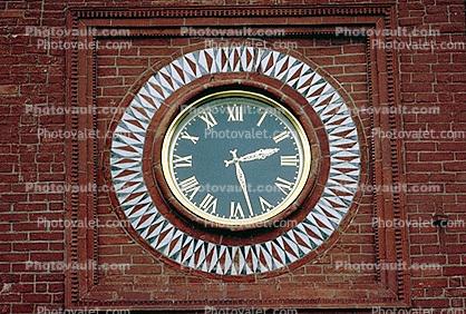 The Trinity Tower clock, brick, roman numerals