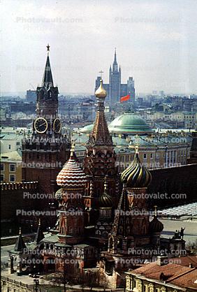 Saint Basil Orthodox Building, Russian Orthodox Red Square, Kremlin, Tower, Red Star, Steeple, skyline