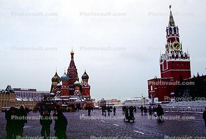 Red Square, Kremlin, The Savior's Tower, Building, Red Star, Steeple, clock