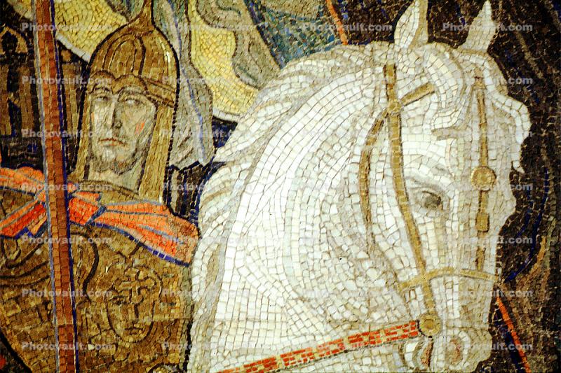Crusader, Horse, Soldier, Moscow Subway, tile, tilework