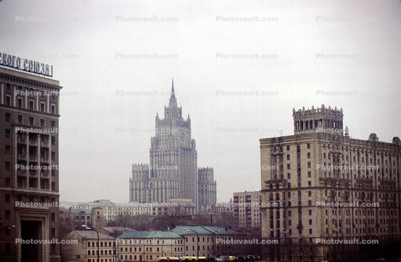 skyline, cityscape, buildings, stalin era