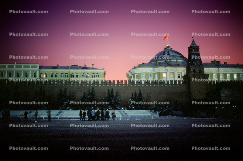 The Senate Tower, Red Square, building, night, dusk, evening, dome
