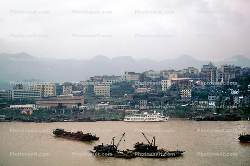 cityscape, dock, skyline, mountains, Yangtze River