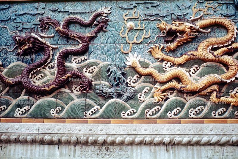 Nine-Dragon Wall, Beihai Park, built in 1402, Bar-Relief