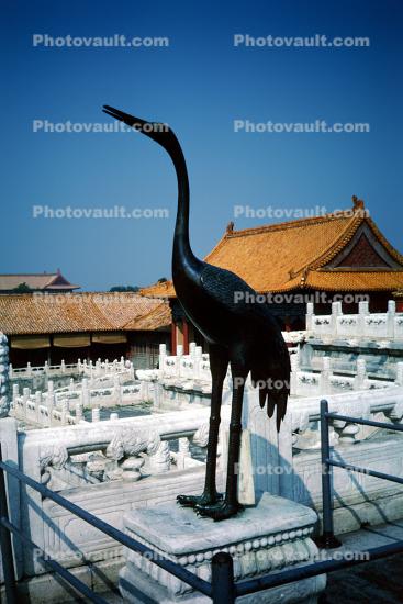 Crane Statue, Bronze, Forbidden City, Statue, sculpture, bird