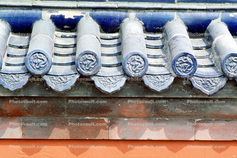 Roof Detail, temple, building, tile, bar-relief, frieze