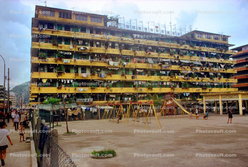Apartments, Building, Housing, Tenement Playground, 1973, 1970s