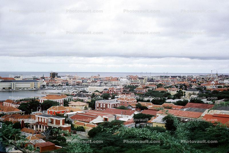 homes, houses, red roofs, buildings, skyline, Oranjestad, Aruba