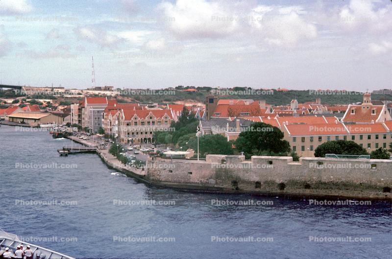 Harbor Entrance Skyline, waterfront, Rif Fort, Willemstad, Seawall, wall, Curacao