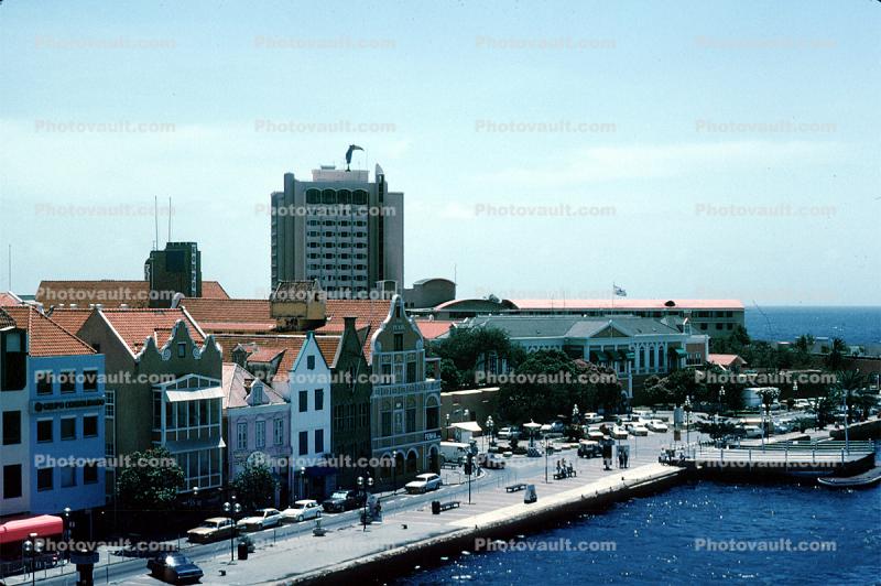 Willemstad Skyline, Cars, waterfront, buildings, hotel, Curacao, Willemstad