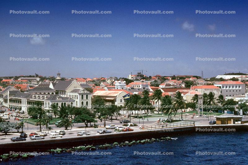 Willemstad Skyline, Cars, waterfront, buildings, Curacao, Willemstad
