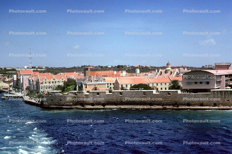 Rif Fort, Willemstad Skyline, Seawall, wall, harbor entrance, Curacao, Willemstad