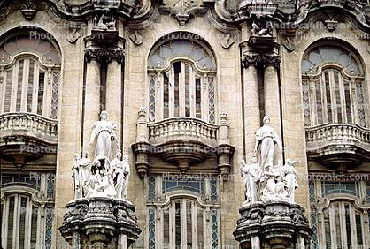 Angel Statues, Ornate Building, windows, opulant