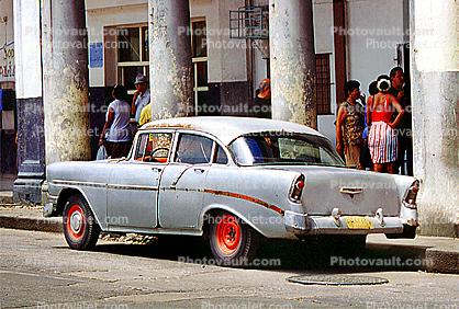 Chevy, 1955 Chevrolet Bel Air, Buildings, Sidewalk, Old Havana