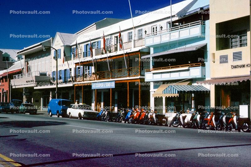 AS Cooper & Sons Ltd, Archie Brown & Son, buildings, shops, cars, Bermuda